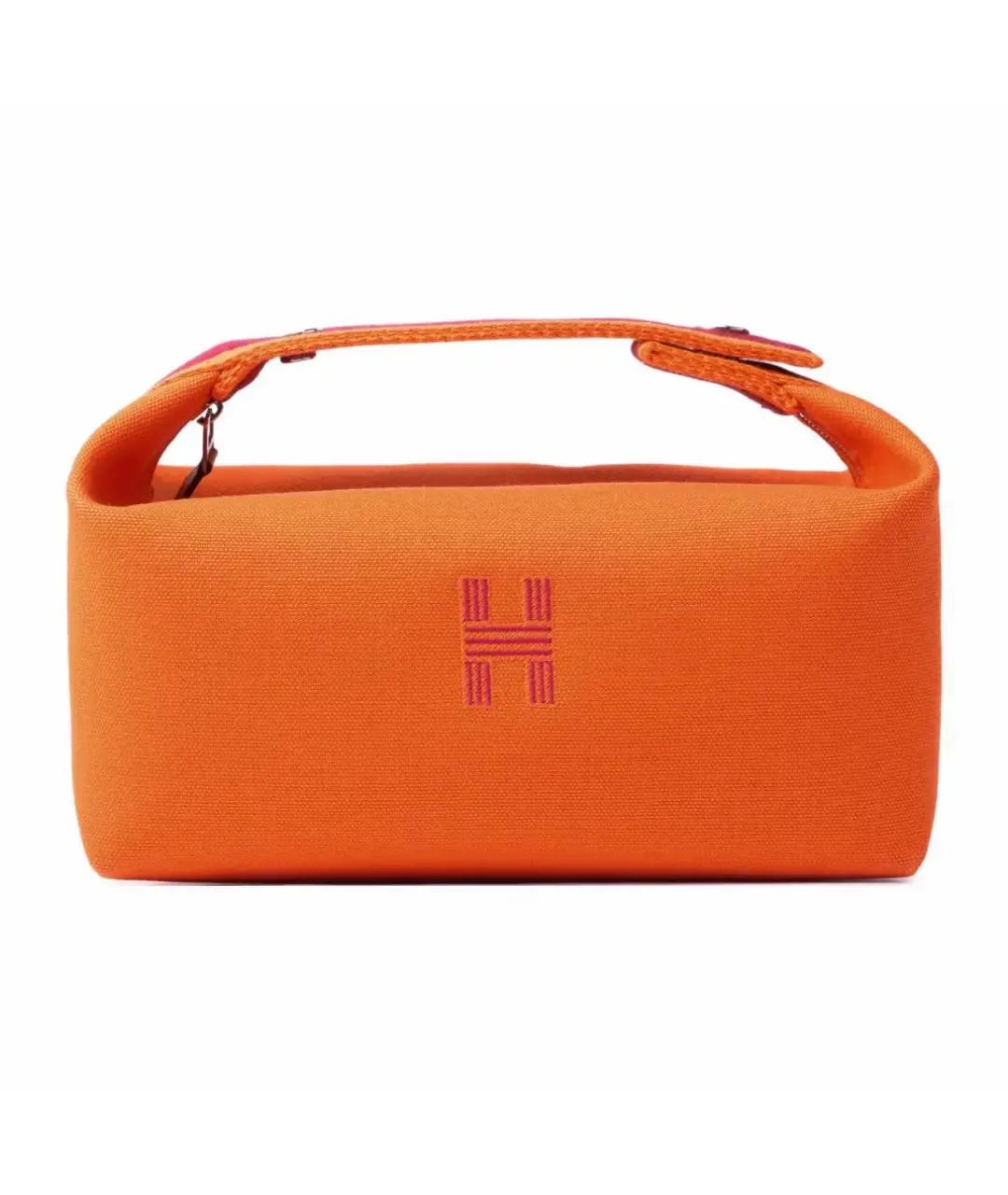 HERMES Оранжевая хлопковая косметичка, фото 4