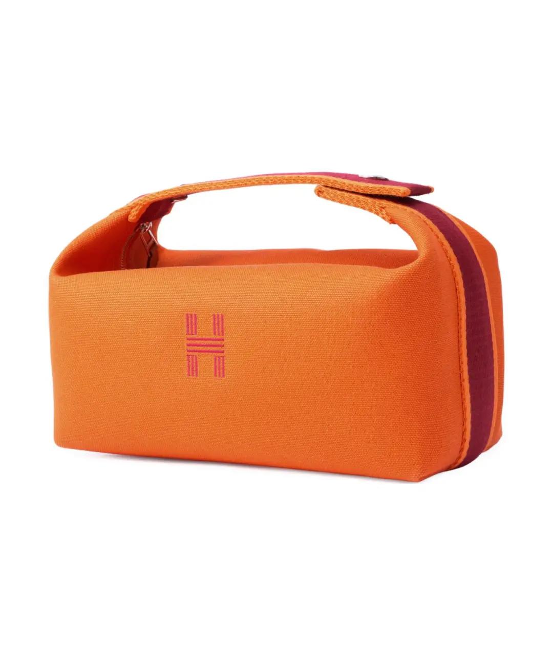 HERMES Оранжевая хлопковая косметичка, фото 2