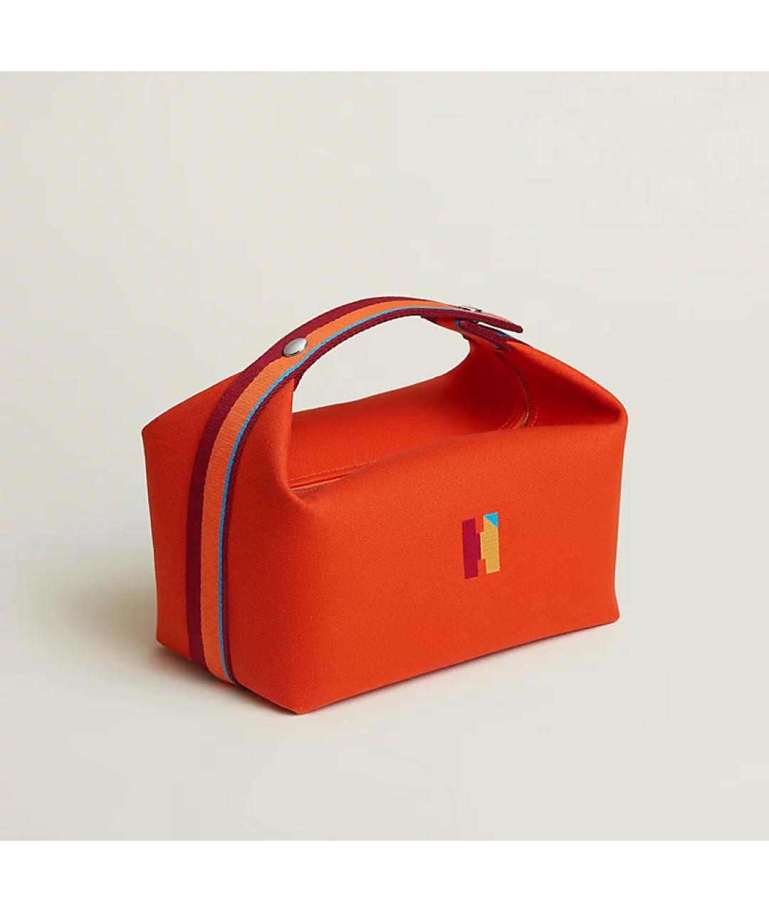 HERMES Оранжевая хлопковая косметичка, фото 3