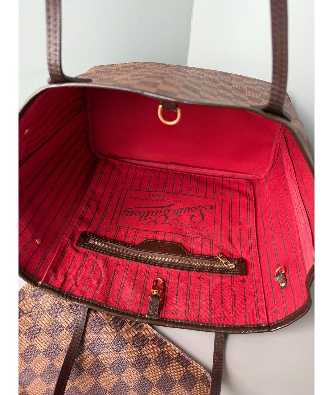 LOUIS VUITTON Коричневая кожаная сумка тоут, фото 8