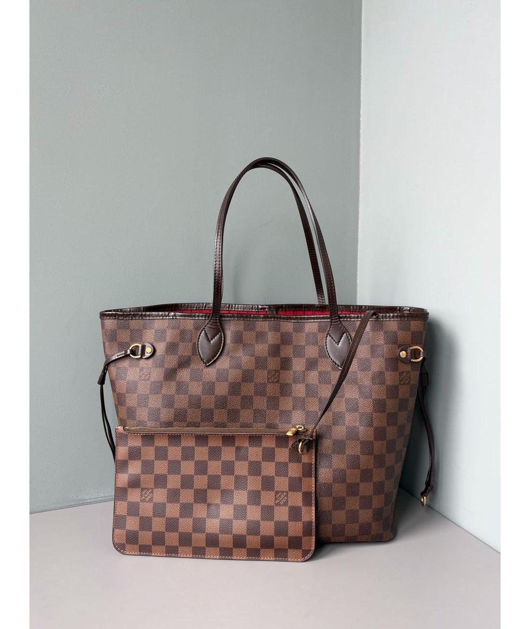 LOUIS VUITTON Коричневая кожаная сумка тоут, фото 9
