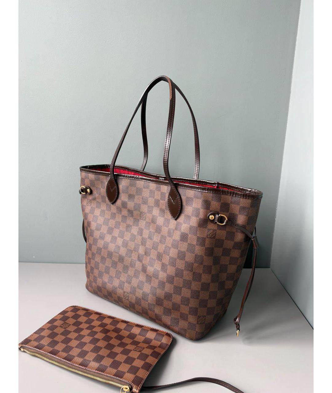 LOUIS VUITTON Коричневая кожаная сумка тоут, фото 3