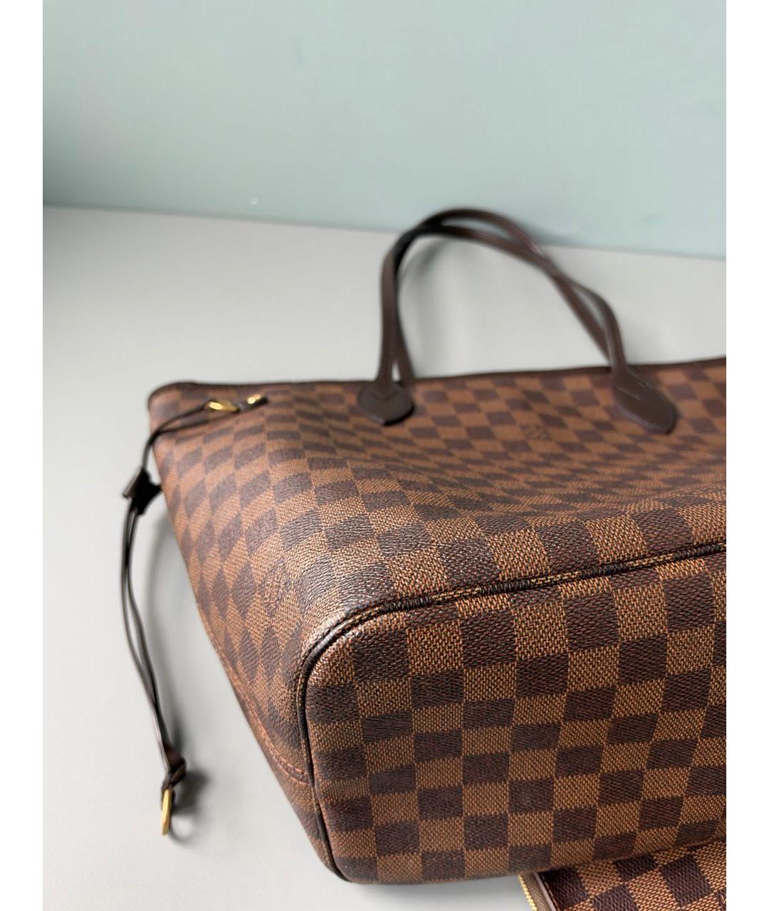 LOUIS VUITTON Коричневая кожаная сумка тоут, фото 7