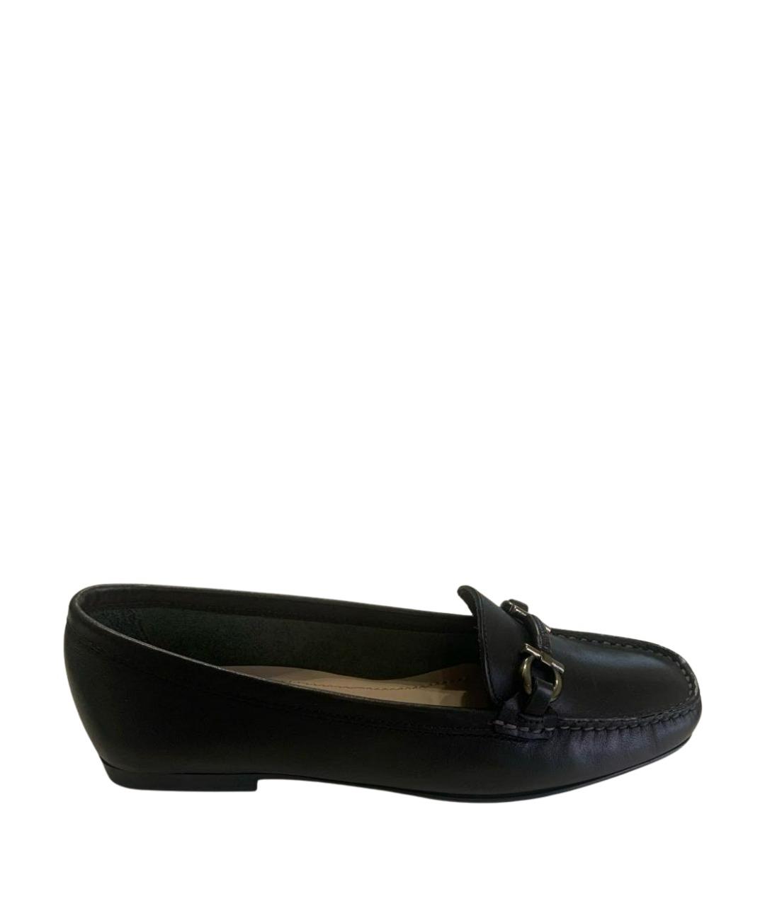 FERRAGAMO Черные кожаные мокасины, фото 1