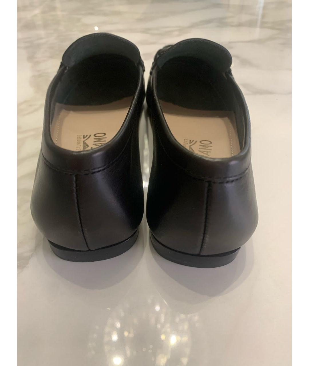 FERRAGAMO Черные кожаные мокасины, фото 4