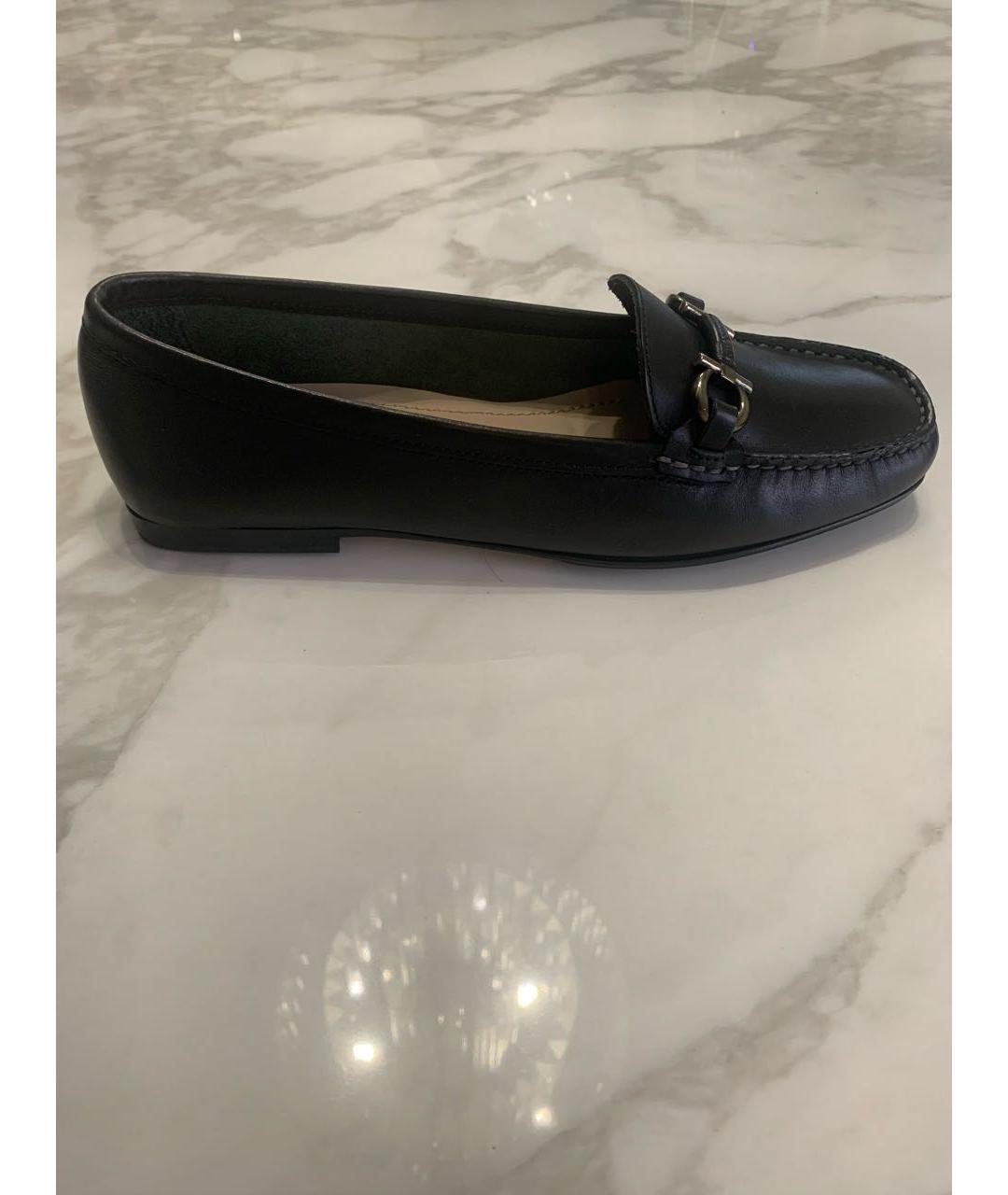 FERRAGAMO Черные кожаные мокасины, фото 5