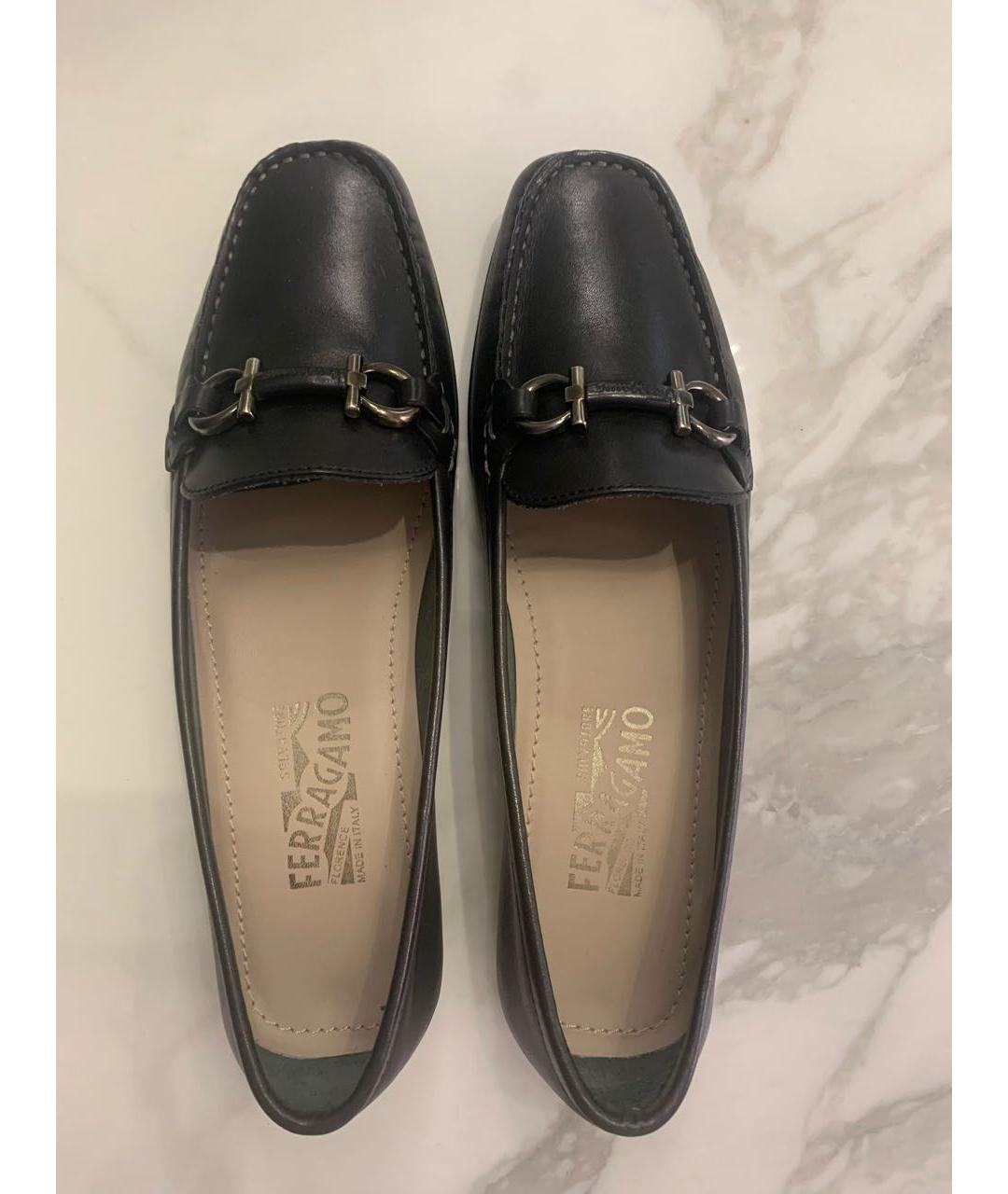 FERRAGAMO Черные кожаные мокасины, фото 3