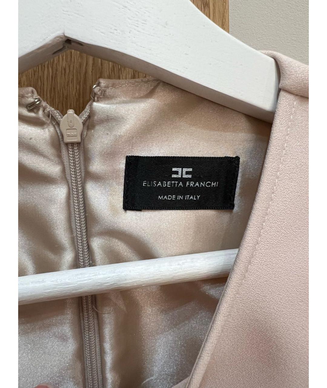 ELISABETTA FRANCHI Бежевое кружевное повседневное платье, фото 3