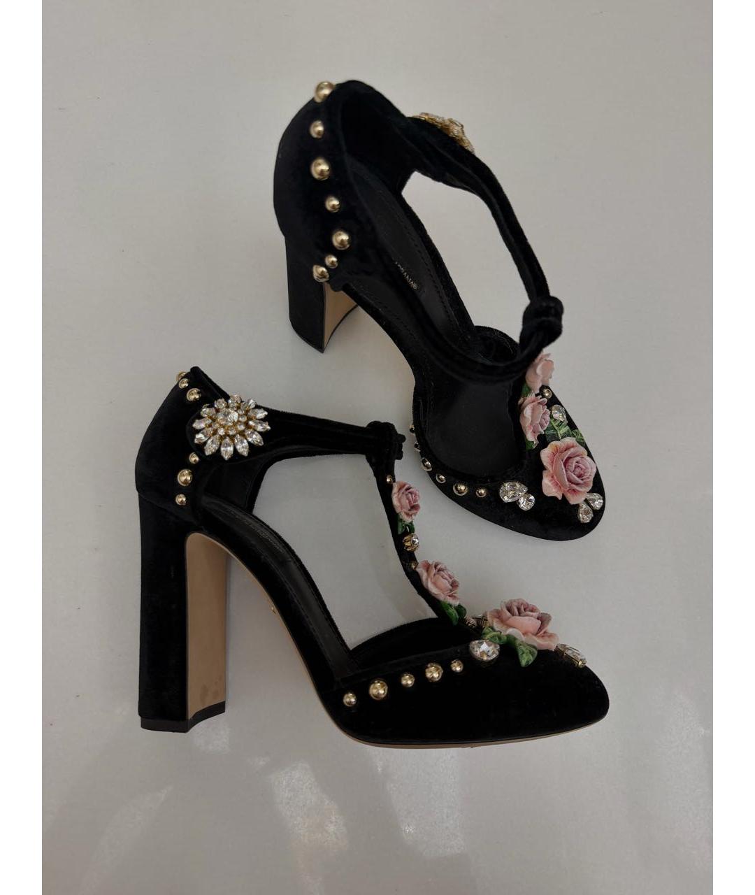 DOLCE&GABBANA Черные бархатные туфли, фото 5