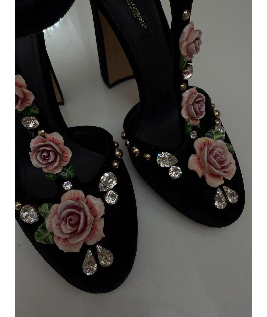 DOLCE&GABBANA Черные бархатные туфли, фото 4