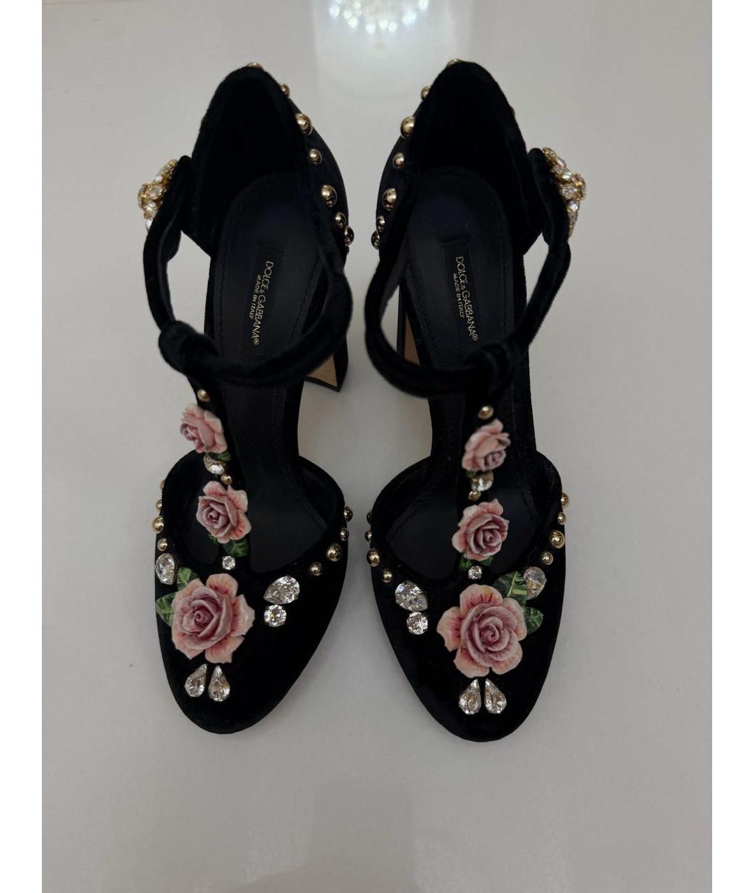 DOLCE&GABBANA Черные бархатные туфли, фото 2