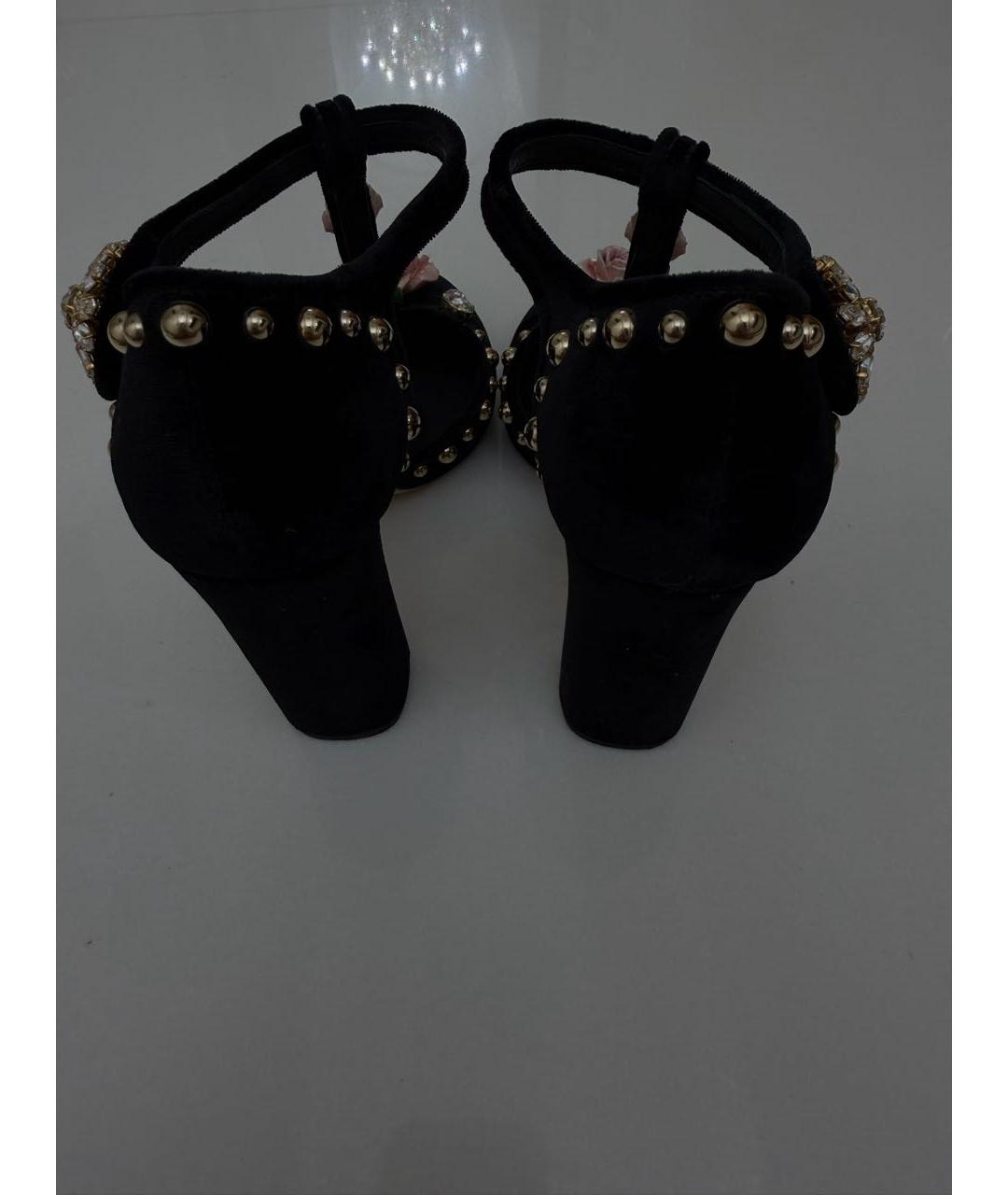 DOLCE&GABBANA Черные бархатные туфли, фото 6