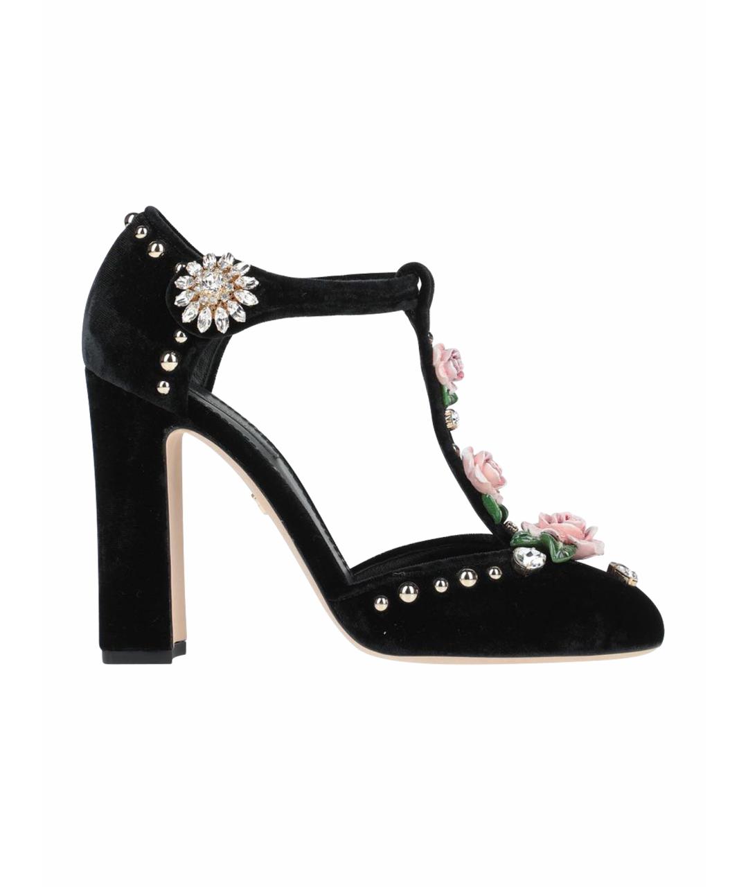 DOLCE&GABBANA Черные бархатные туфли, фото 1