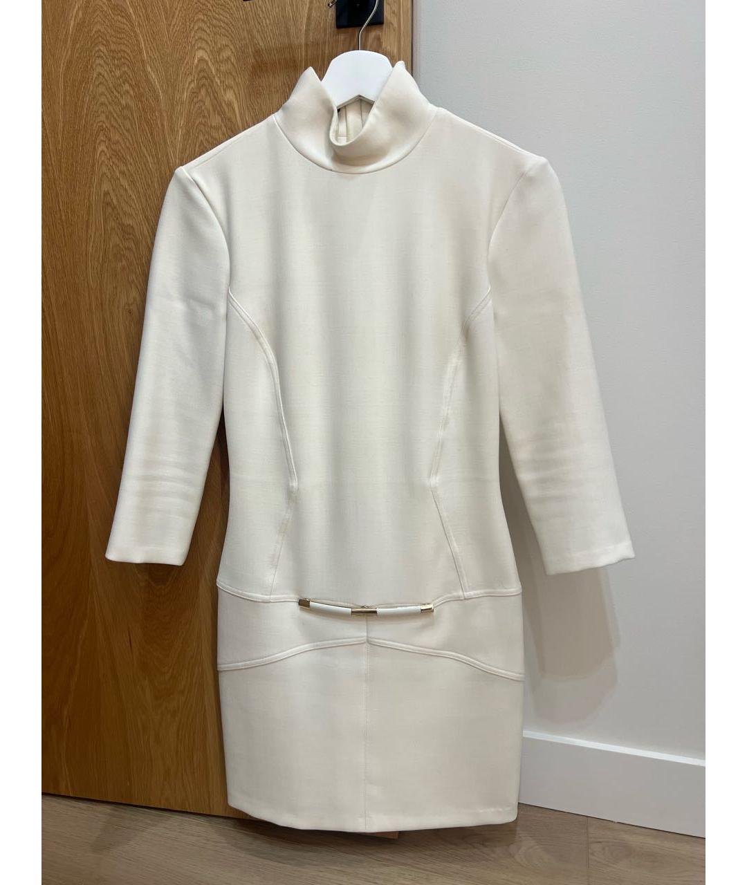 ELISABETTA FRANCHI Белое шерстяное коктейльное платье, фото 3