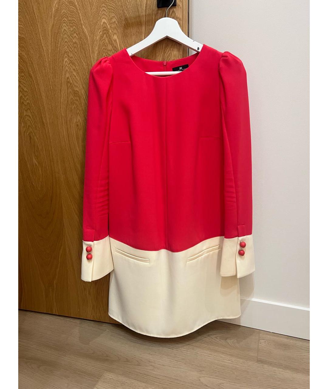 ELISABETTA FRANCHI Коралловое хлопко-эластановое повседневное платье, фото 3