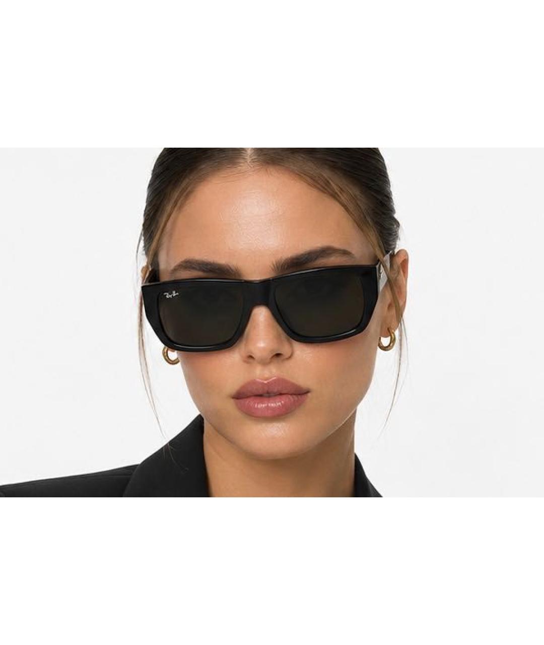 RAY BAN Черные пластиковые солнцезащитные очки, фото 5