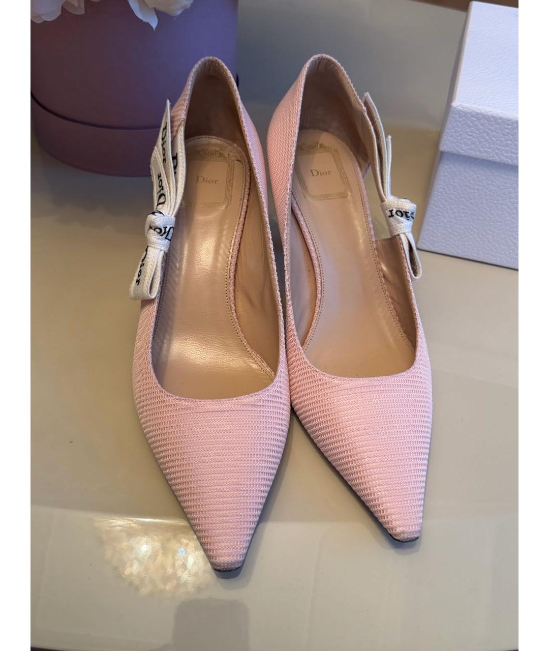 CHRISTIAN DIOR Розовые текстильные туфли, фото 3