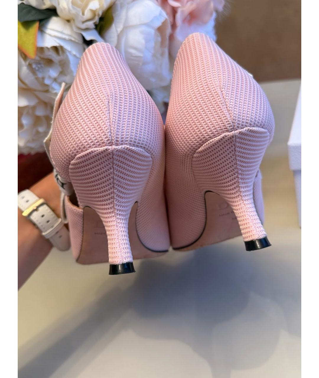 CHRISTIAN DIOR Розовые текстильные туфли, фото 4