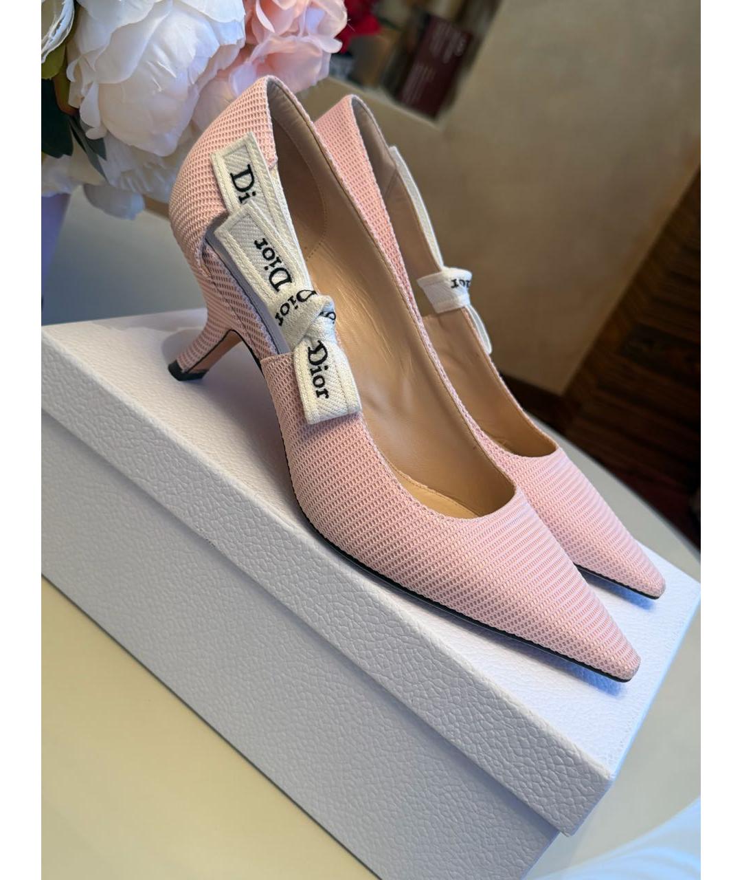 CHRISTIAN DIOR Розовые текстильные туфли, фото 2