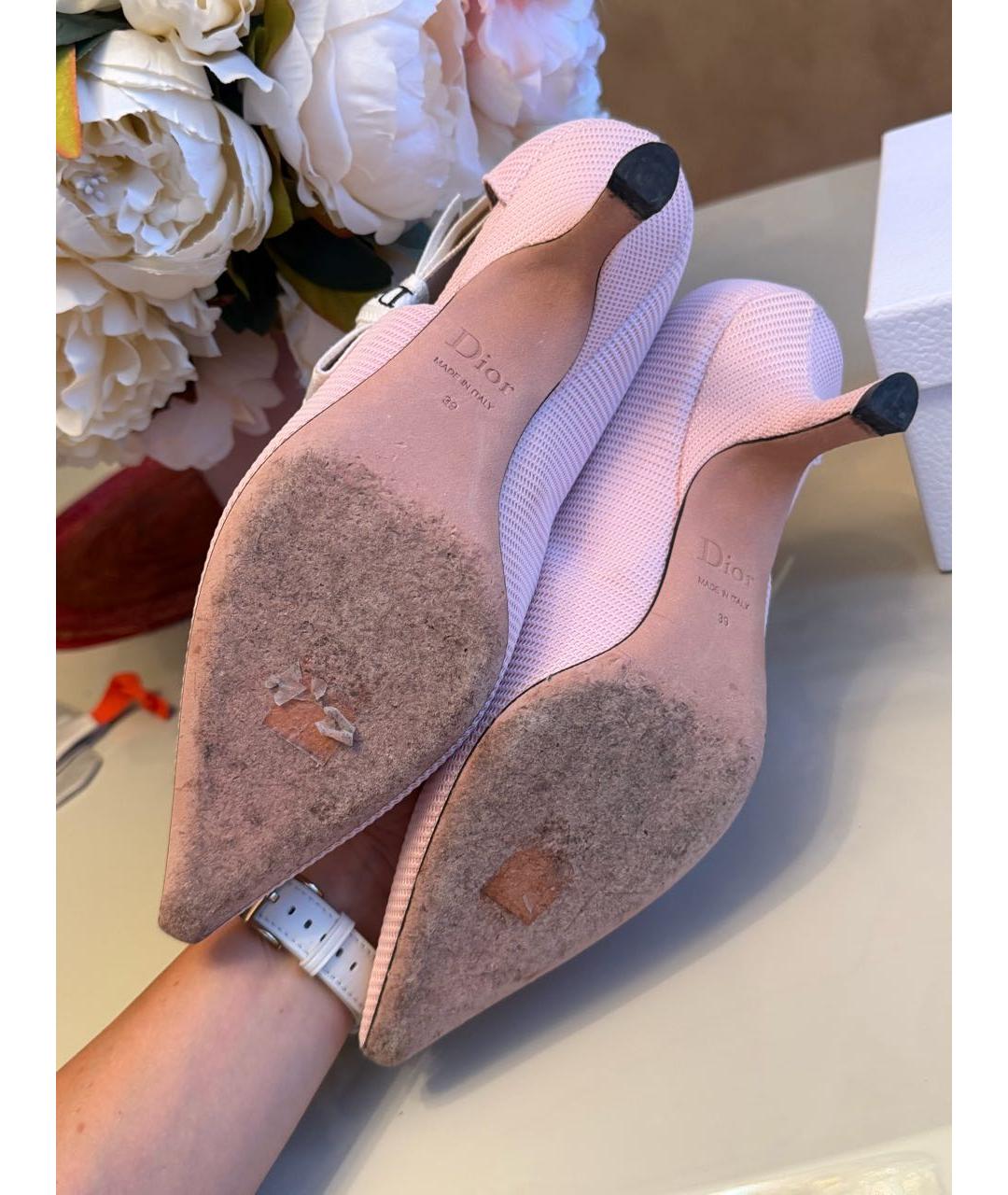 CHRISTIAN DIOR Розовые текстильные туфли, фото 5