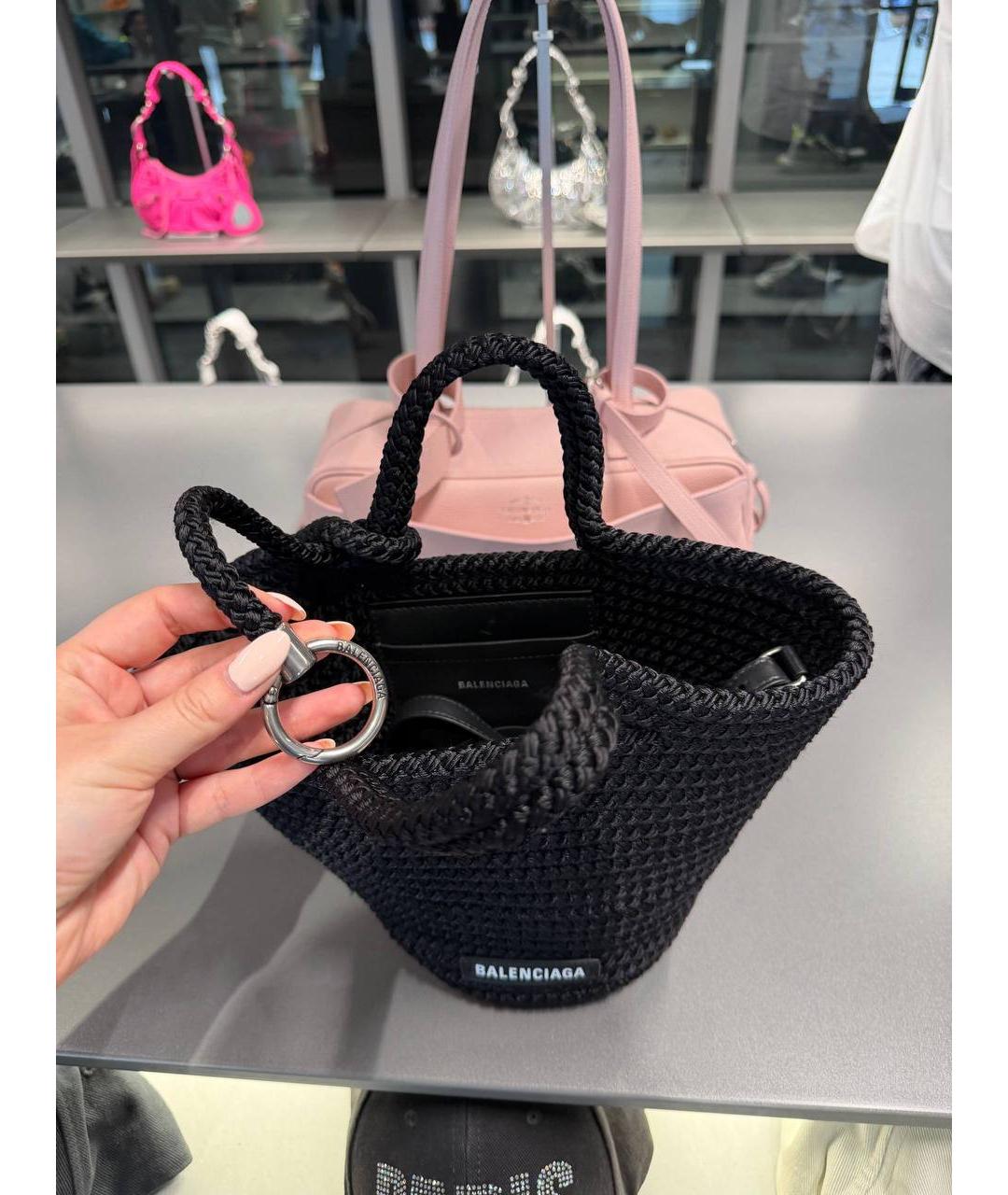 BALENCIAGA Черная нейлоновая сумка с короткими ручками, фото 4