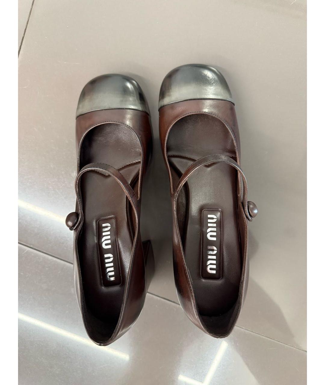 MIU MIU Бордовые кожаные туфли, фото 4