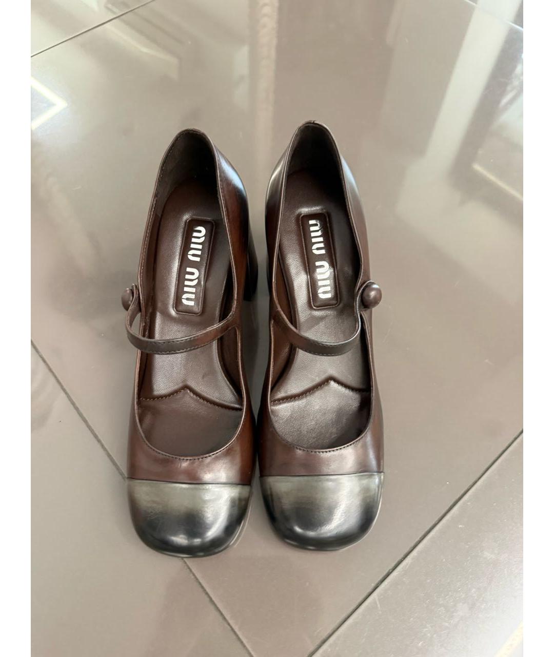 MIU MIU Бордовые кожаные туфли, фото 2