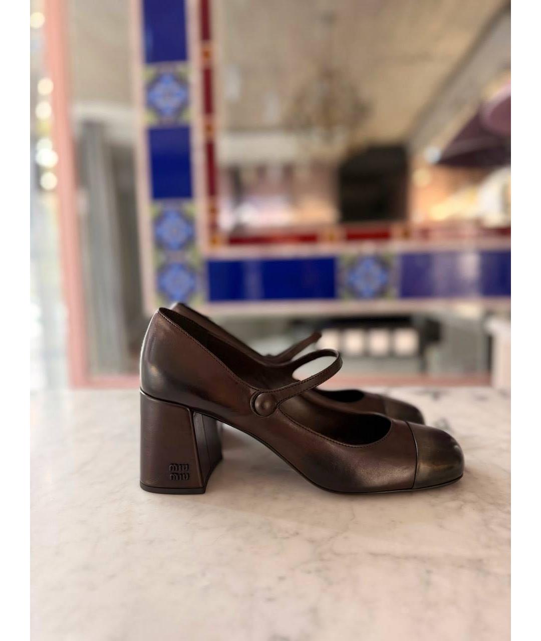 MIU MIU Бордовые кожаные туфли, фото 5