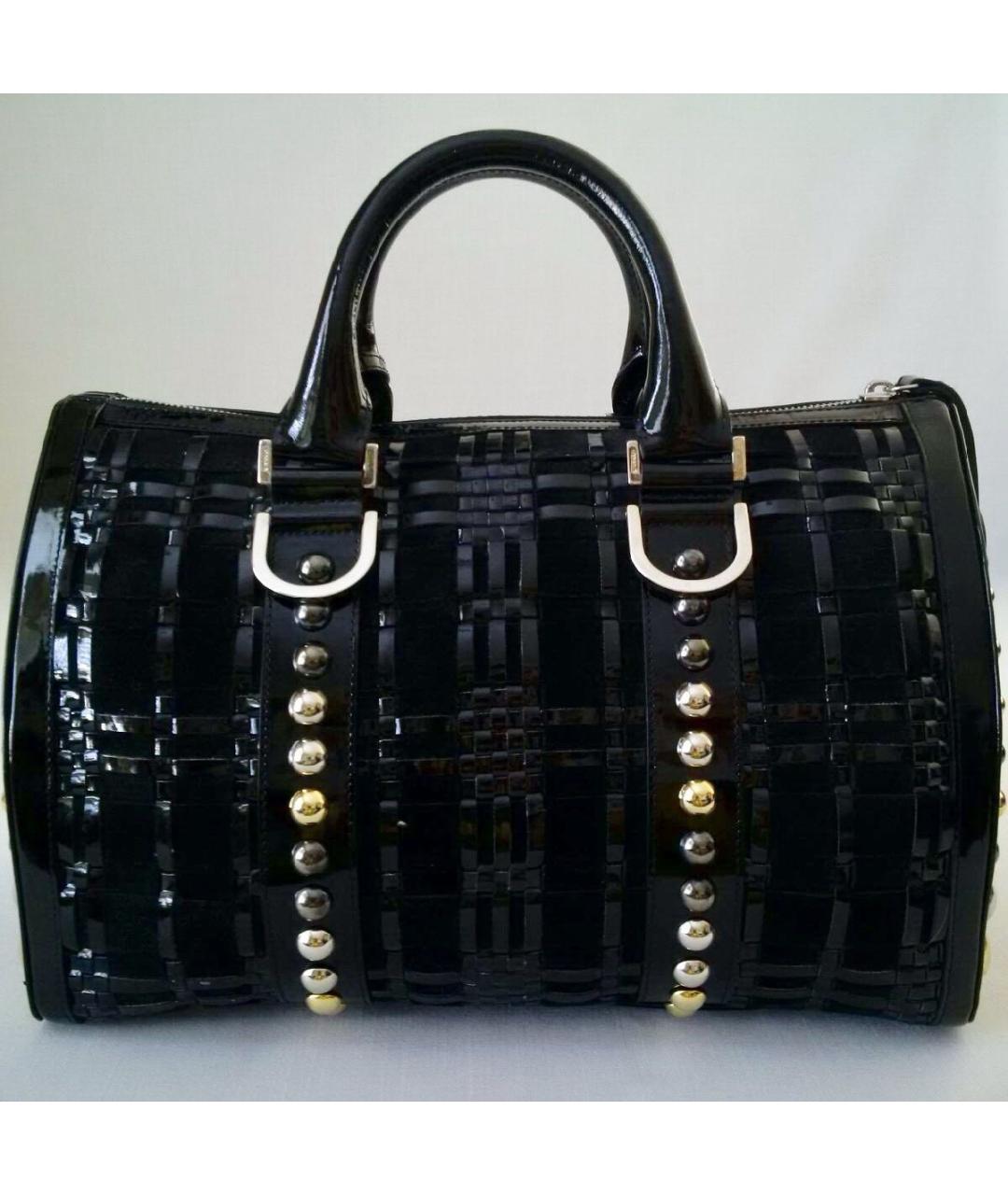 VERSACE Черная сумка тоут из лакированной кожи, фото 2