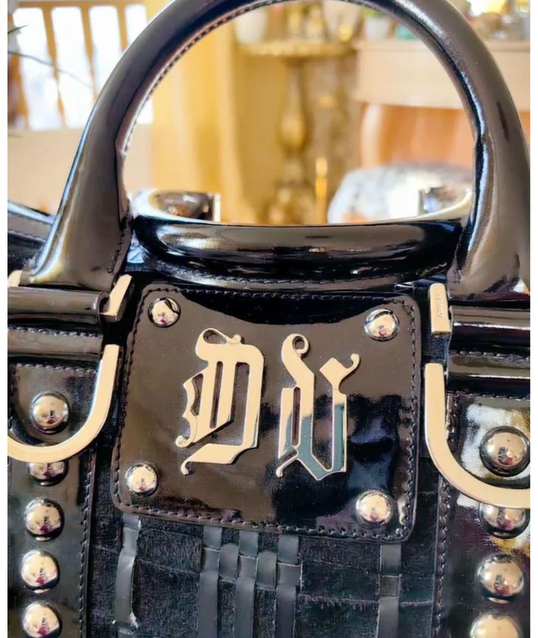 VERSACE Черная сумка тоут из лакированной кожи, фото 5