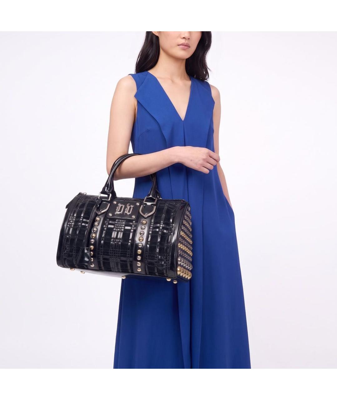 VERSACE Черная сумка тоут из лакированной кожи, фото 8