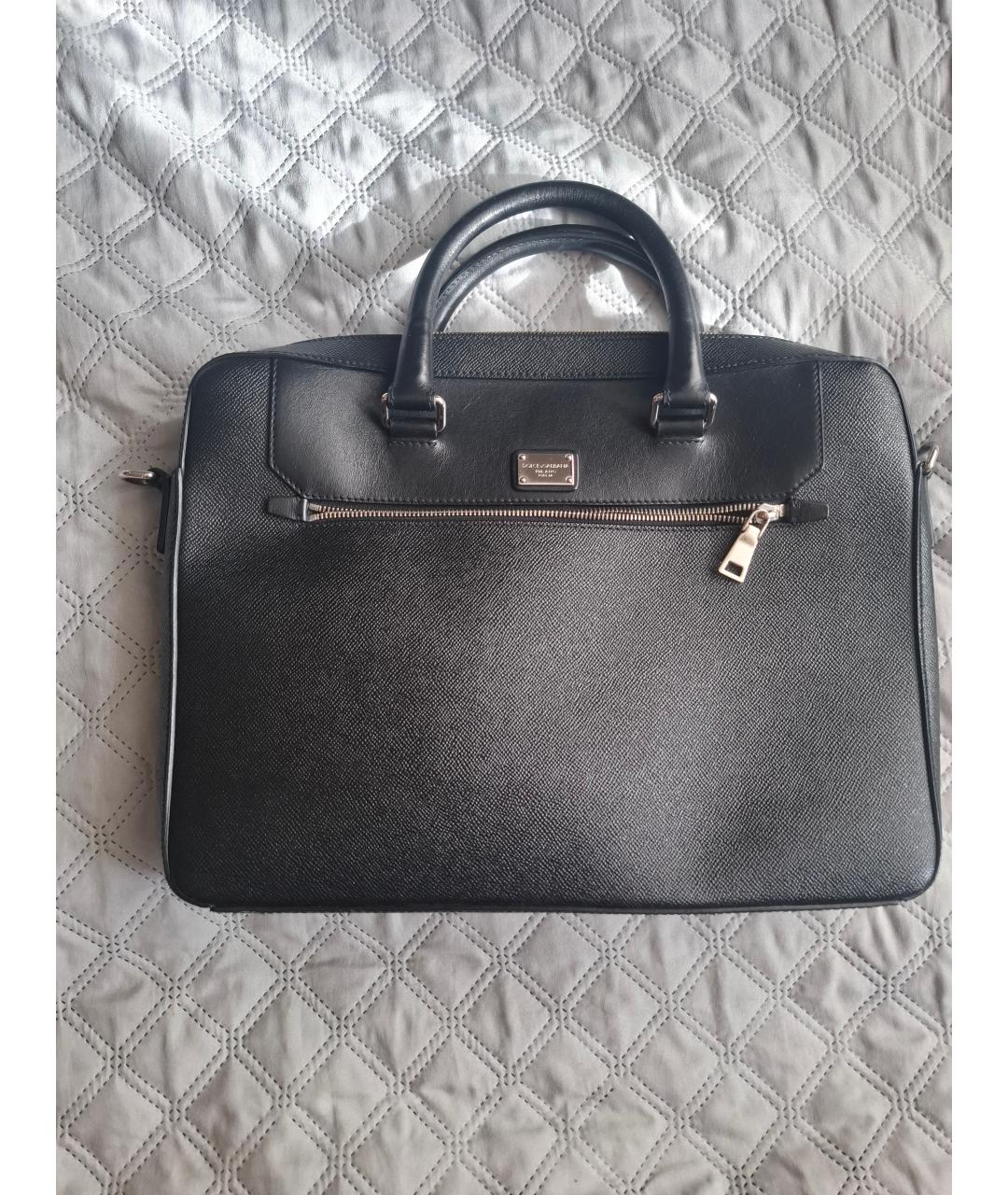 DOLCE&GABBANA Черный кожаный портфель, фото 6