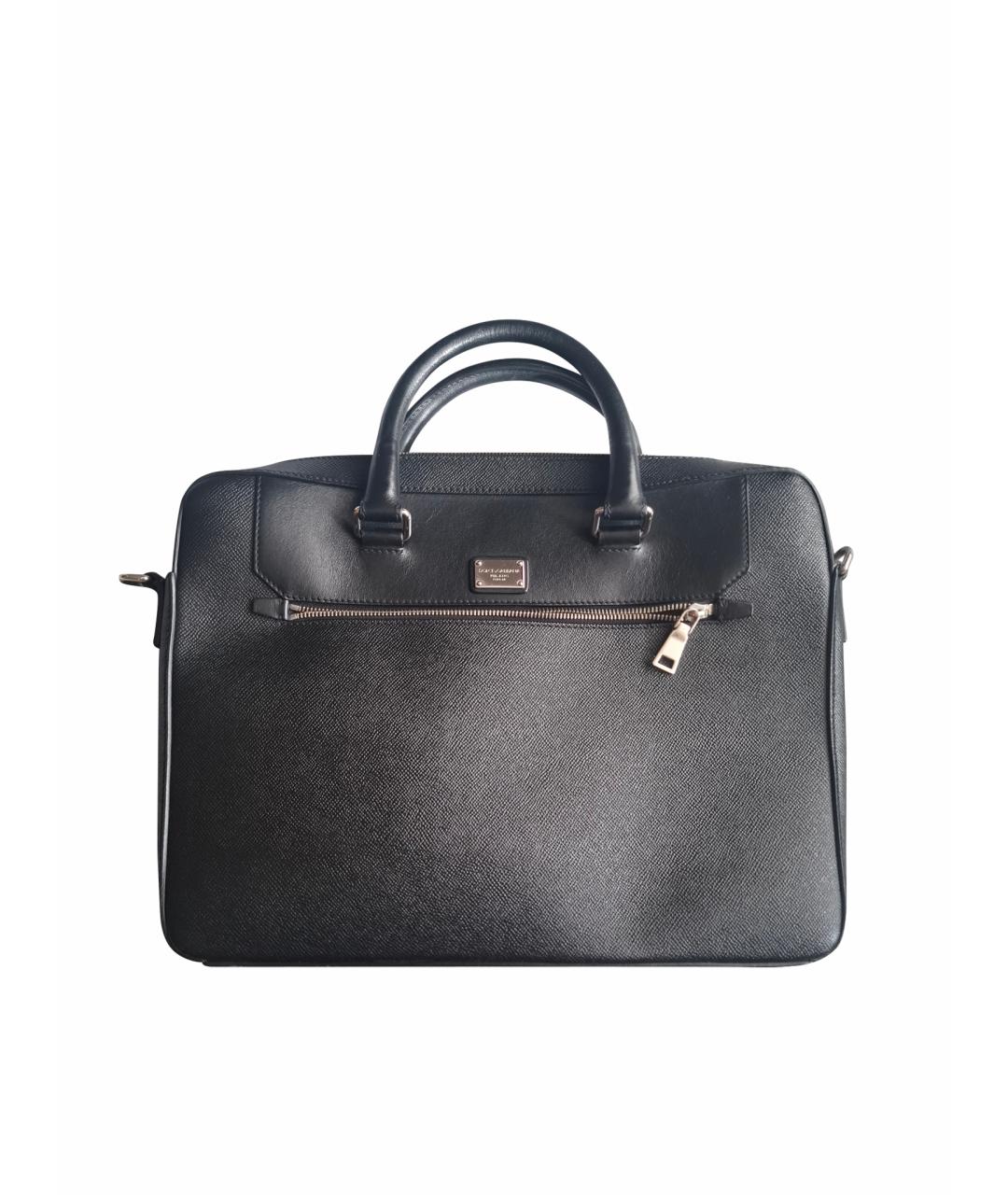 DOLCE&GABBANA Черный кожаный портфель, фото 1