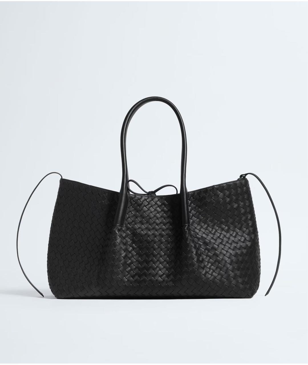 BOTTEGA VENETA Черная кожаная сумка тоут, фото 5