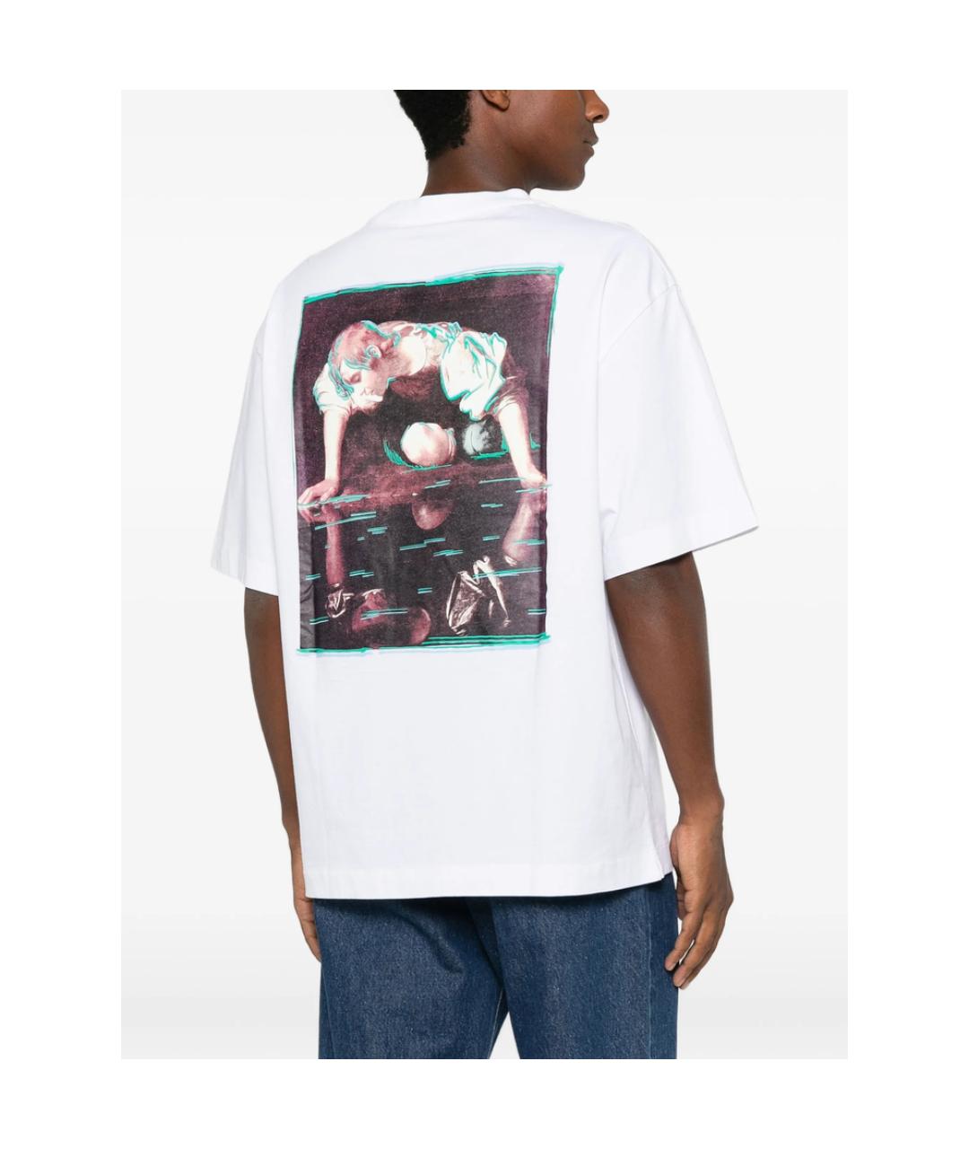 OFF-WHITE Белая хлопковая футболка, фото 5