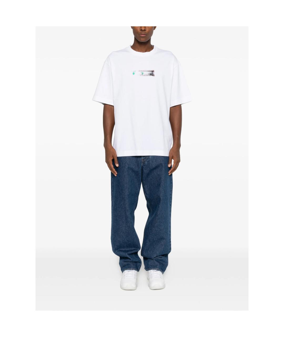 OFF-WHITE Белая хлопковая футболка, фото 2