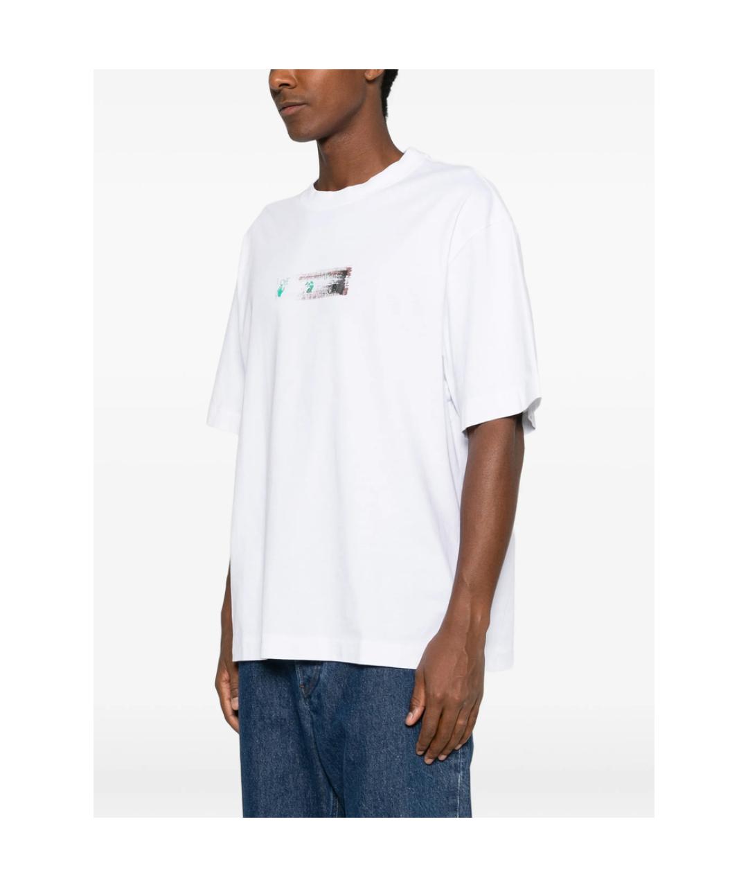 OFF-WHITE Белая хлопковая футболка, фото 3
