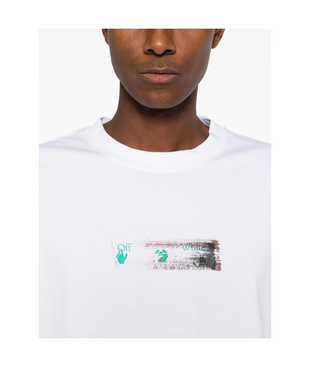 OFF-WHITE Белая хлопковая футболка, фото 4