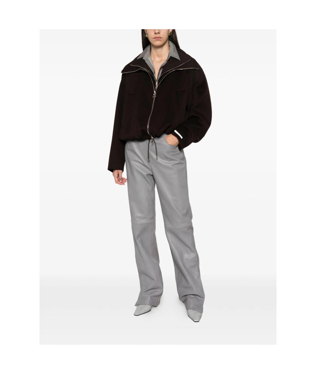 SPORTMAX Серые прямые брюки, фото 3