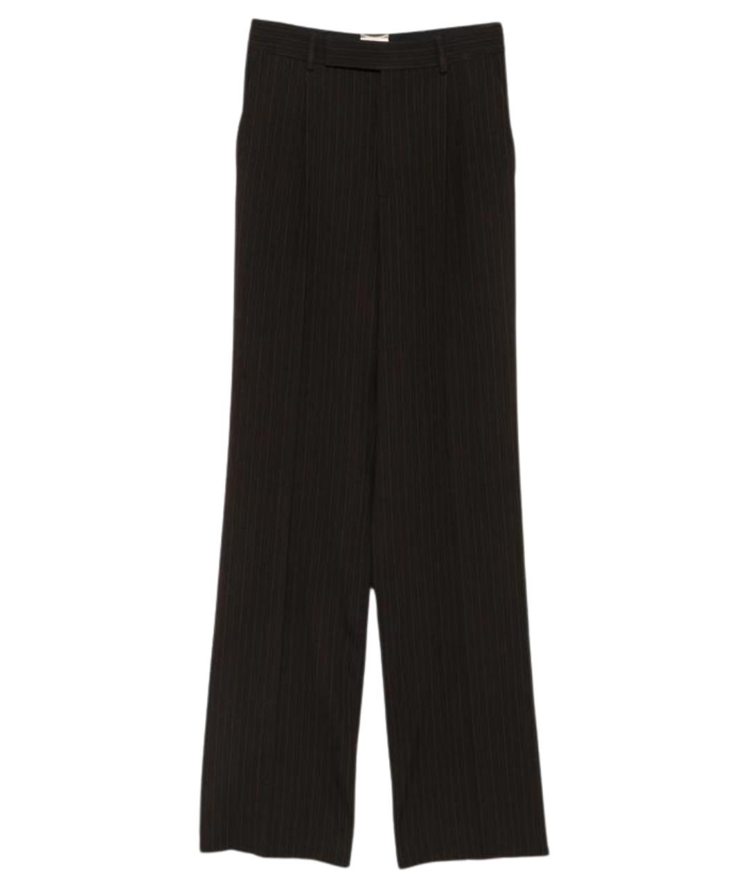 SAINT LAURENT Коричневые шерстяные прямые брюки, фото 1