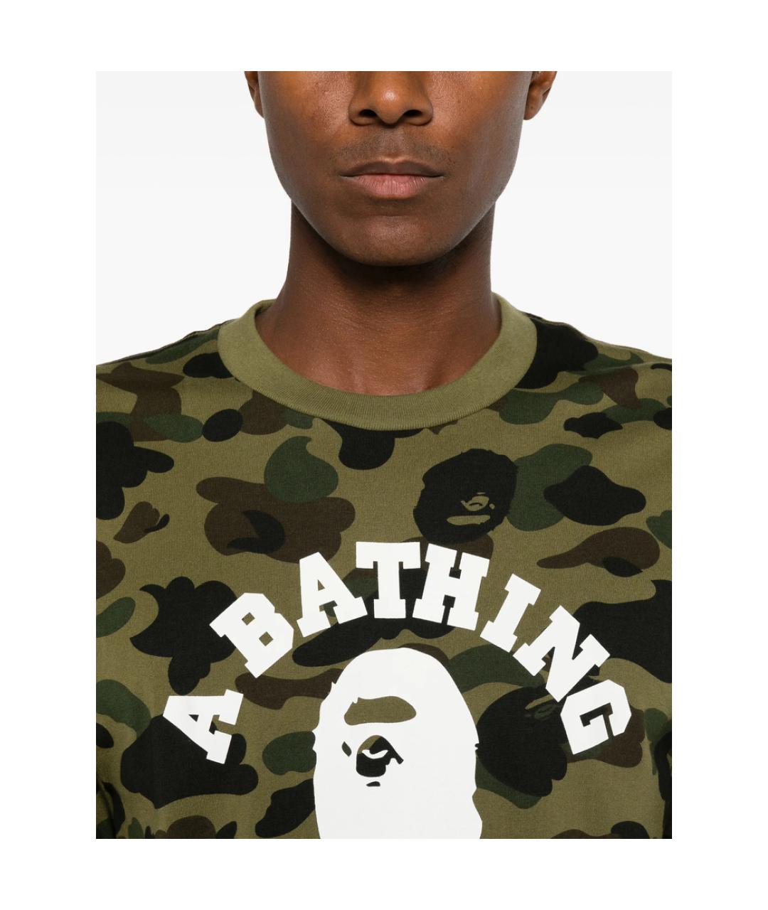 A BATHING APE Зеленая хлопковая футболка, фото 3
