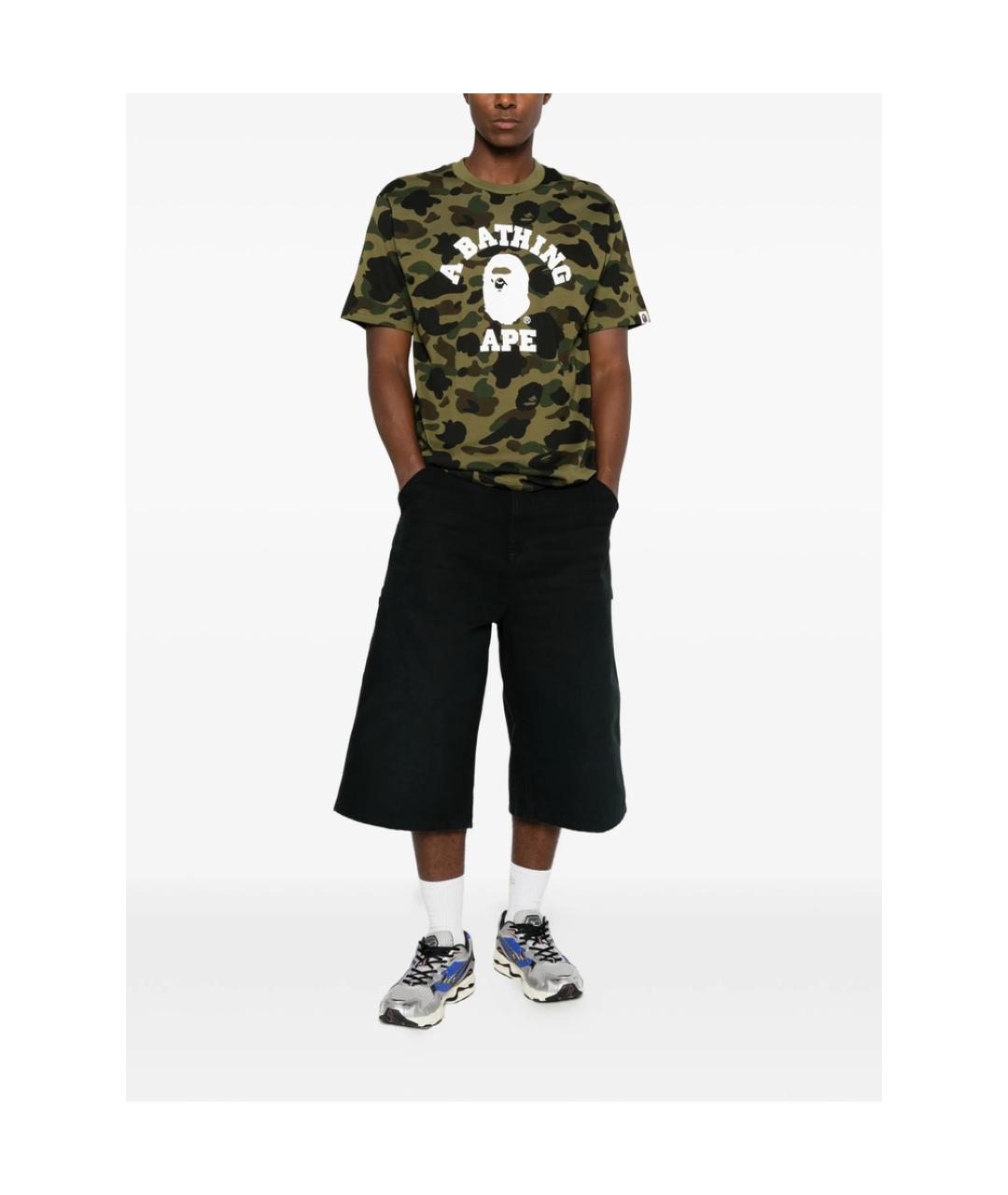 A BATHING APE Зеленая хлопковая футболка, фото 2