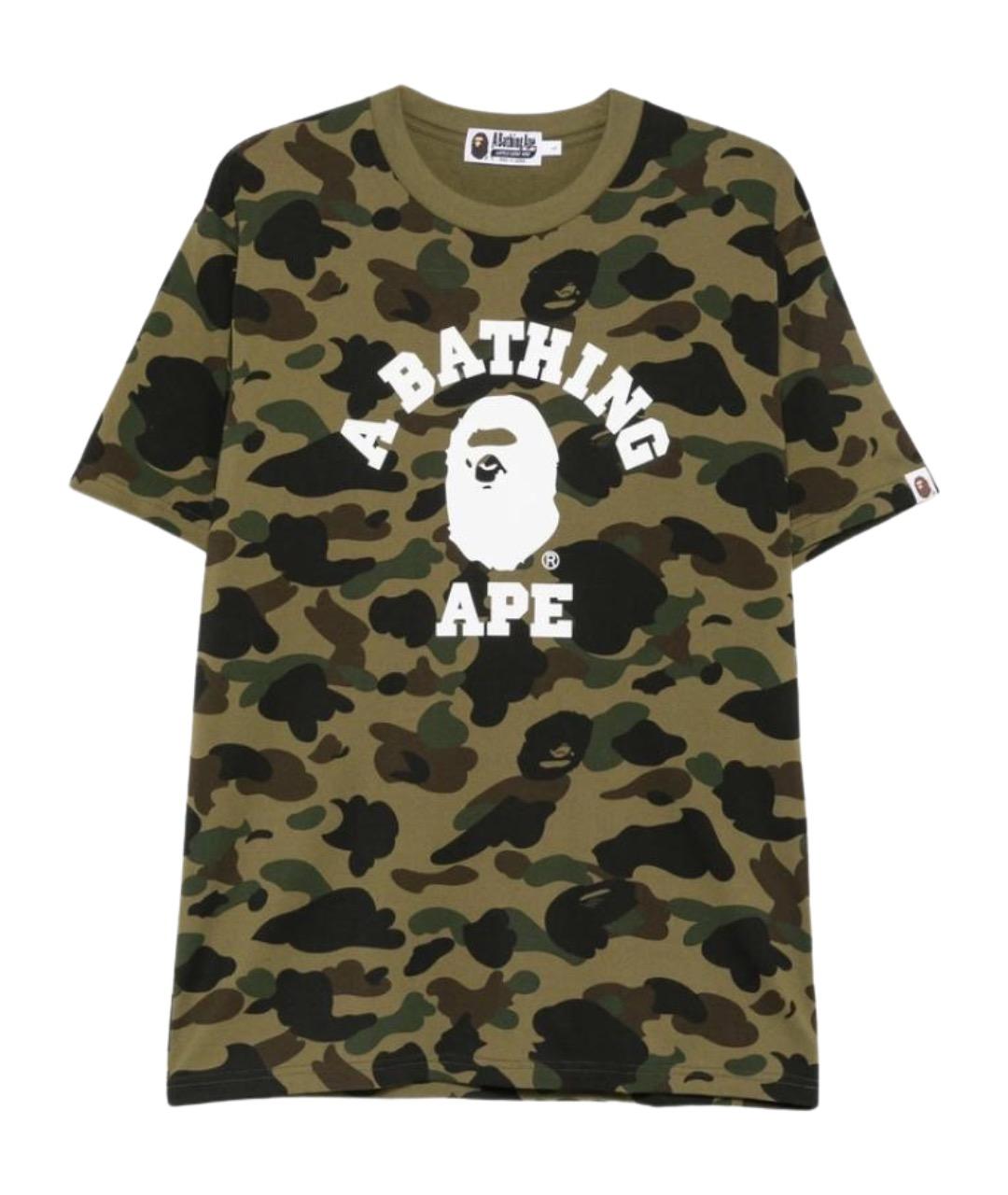 A BATHING APE Зеленая хлопковая футболка, фото 1