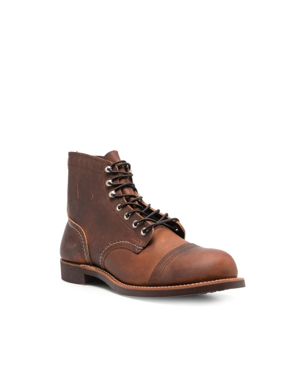 RED WING Коричневые кожаные высокие ботинки, фото 4