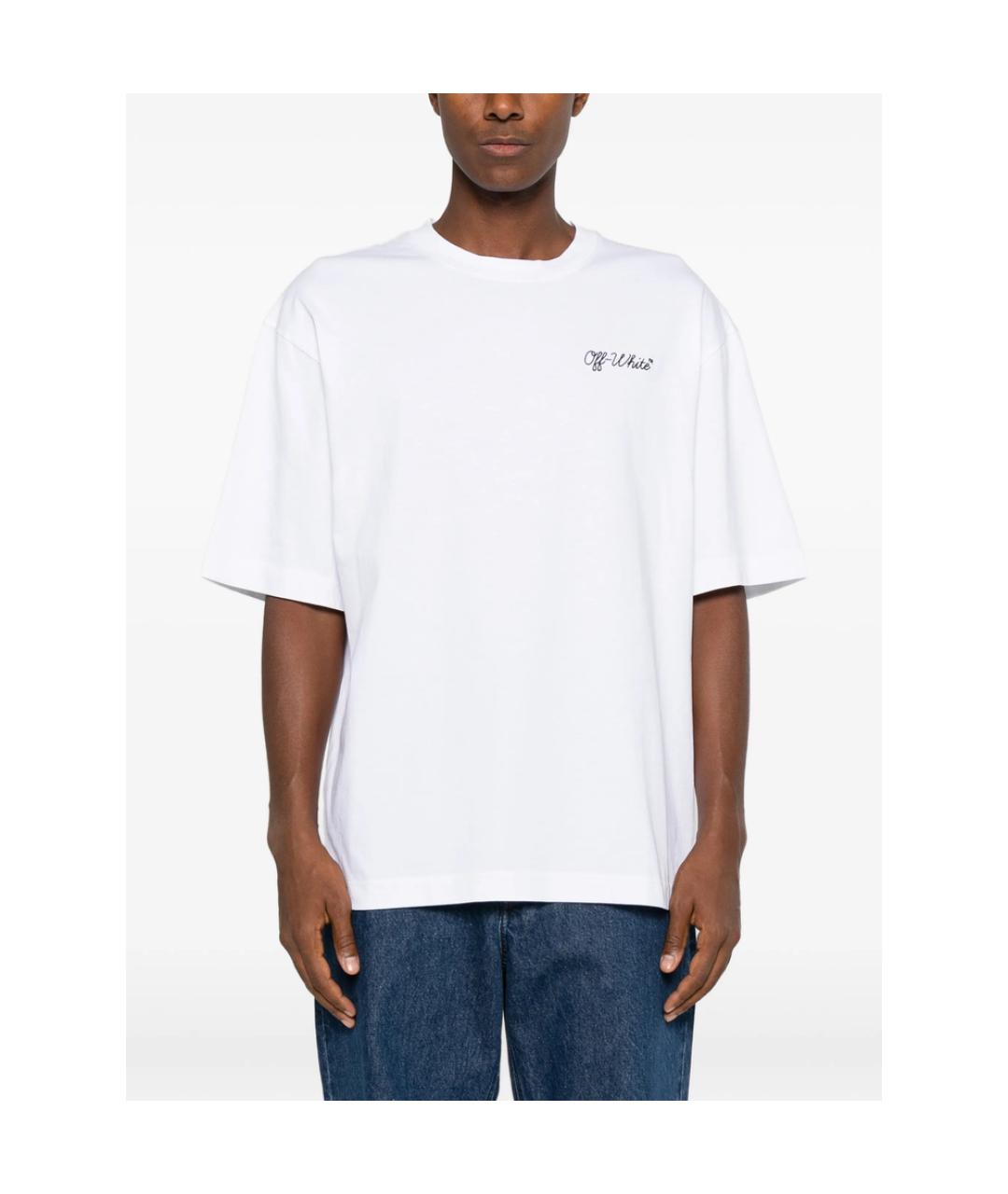 OFF-WHITE Белая хлопковая футболка, фото 4