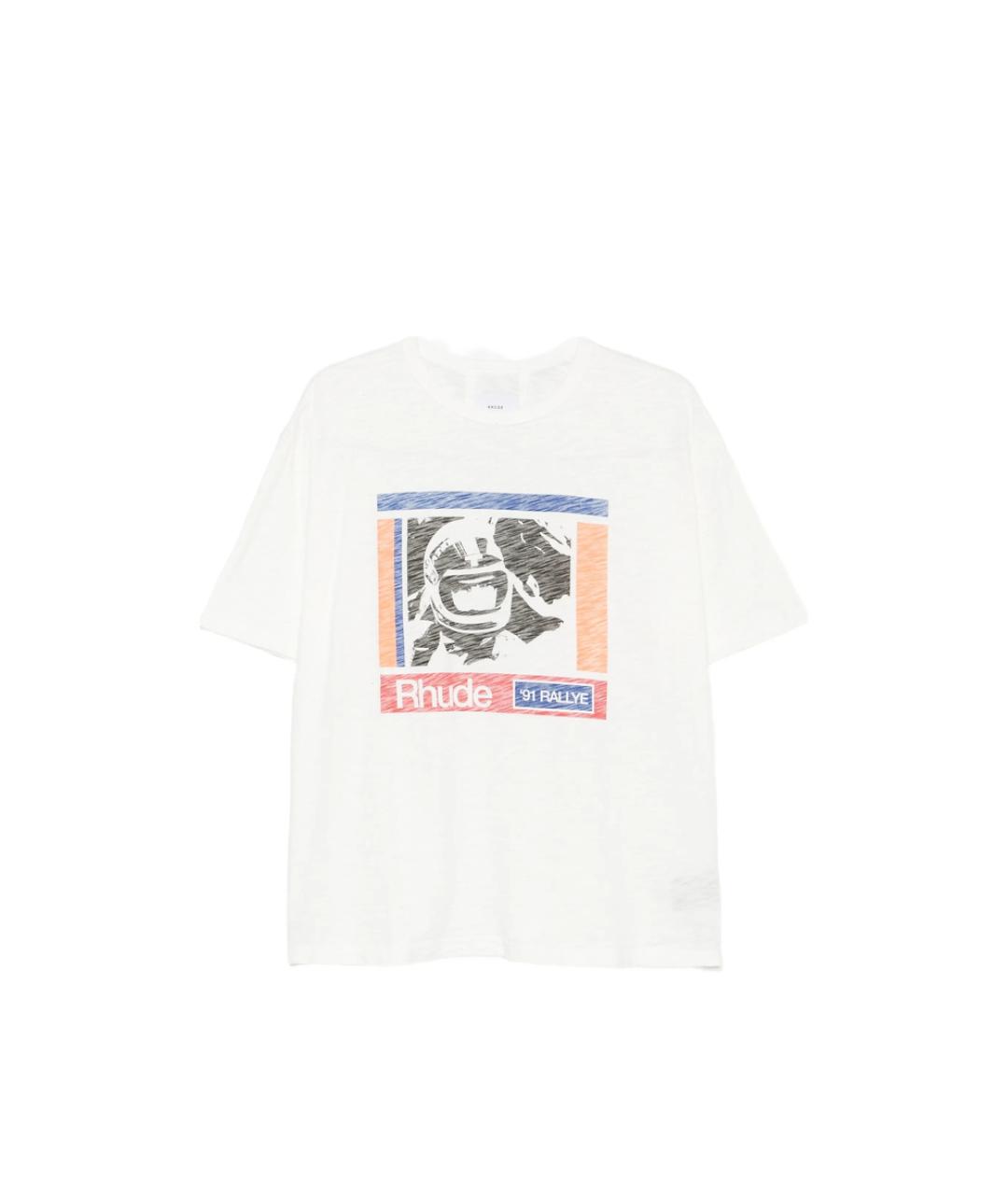 RHUDE Белая хлопковая футболка, фото 6