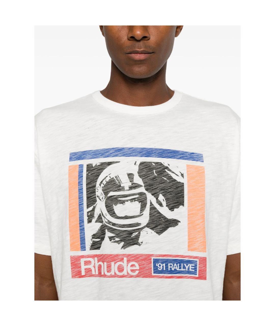 RHUDE Белая хлопковая футболка, фото 3