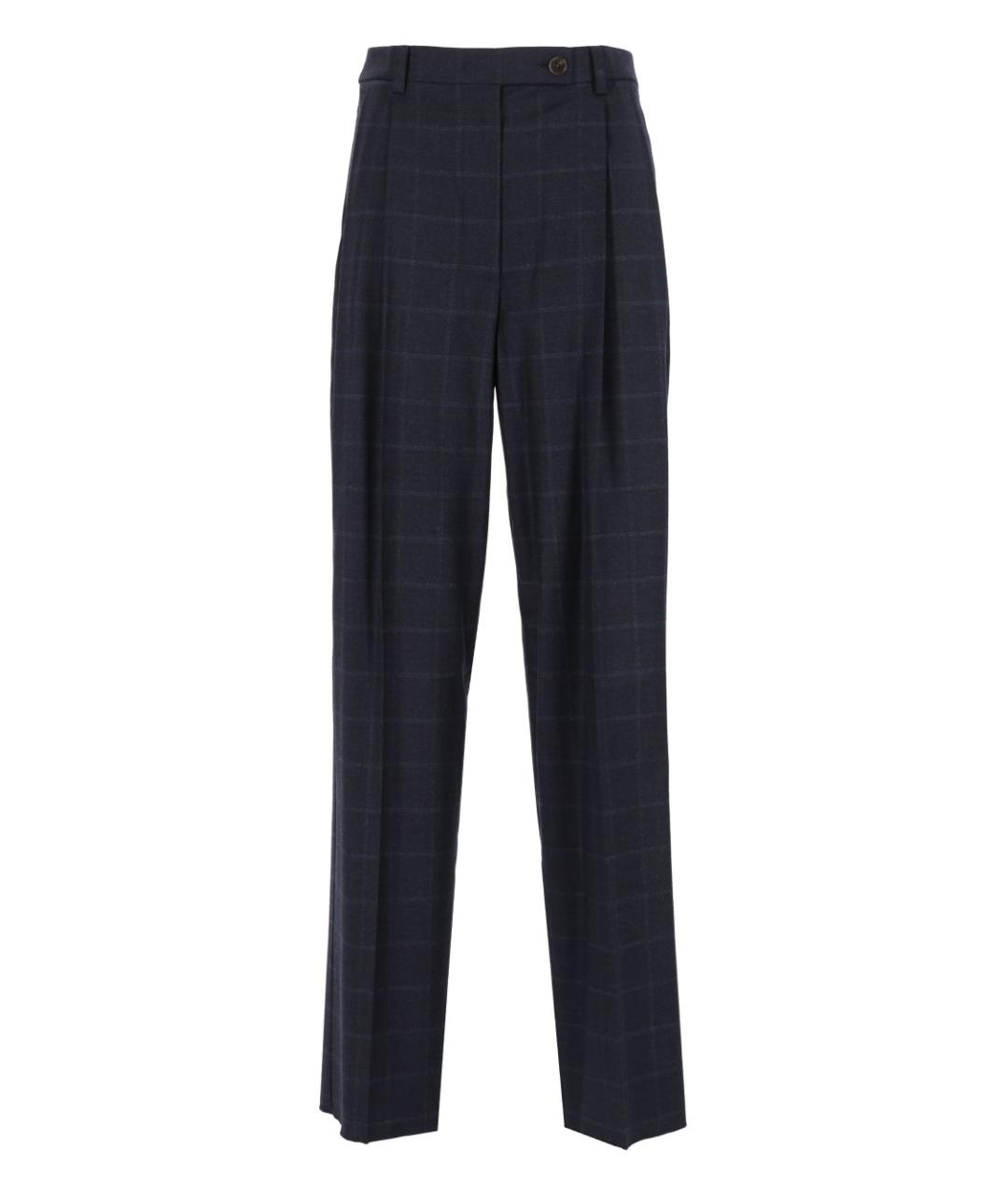 EMPORIO ARMANI Темно-синие шерстяные прямые брюки, фото 1