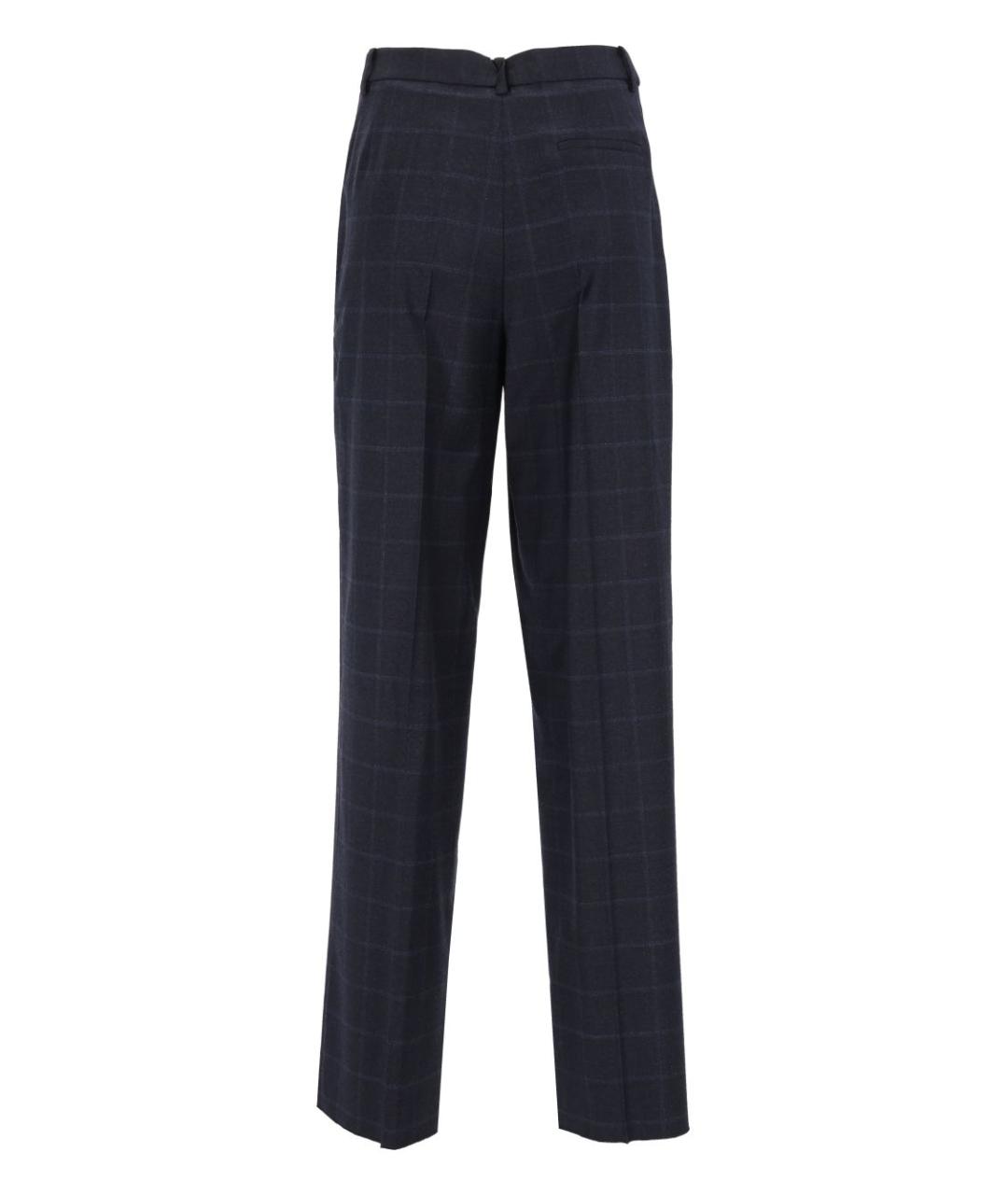 EMPORIO ARMANI Темно-синие шерстяные прямые брюки, фото 2
