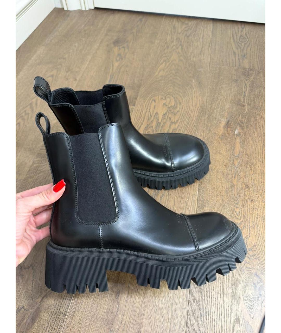 BALENCIAGA Черные кожаные ботинки, фото 9